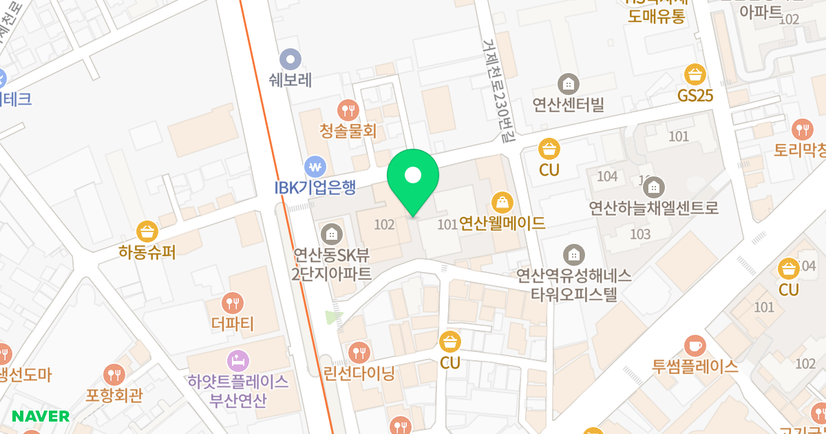 연산동 에스케이 뷰 위치 지도 - 부산광역시 연제구 중앙대로1124번길 15
