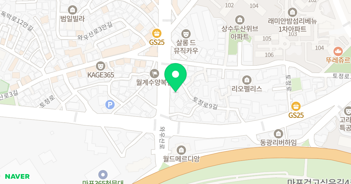 제이캐슬레지던스 위치 지도 - 서울특별시 마포구 와우산로 12