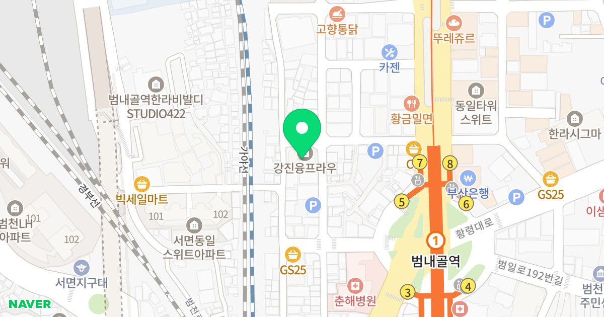 강진융프라우 위치 지도 - 부산광역시 부산진구 중앙대로621번길 25