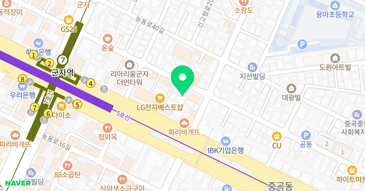 아뜰리에 위치 지도 - 서울특별시 광진구 능동로38길 38