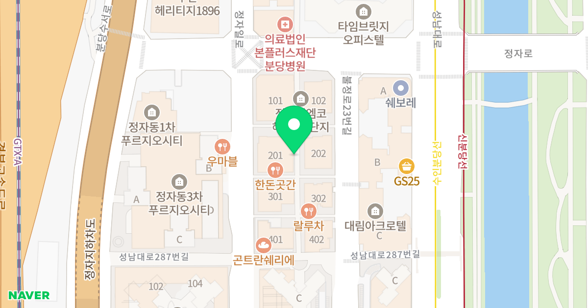 정자역 엠코헤리츠 2단지 위치 지도 - 경기도 성남시 분당구 정자일로 140