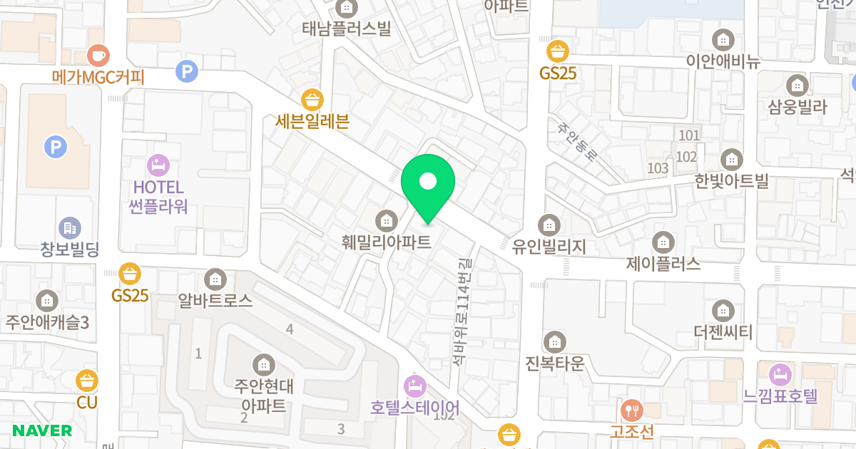 이츠 위치 지도 - 인천광역시 미추홀구 석바위로 110