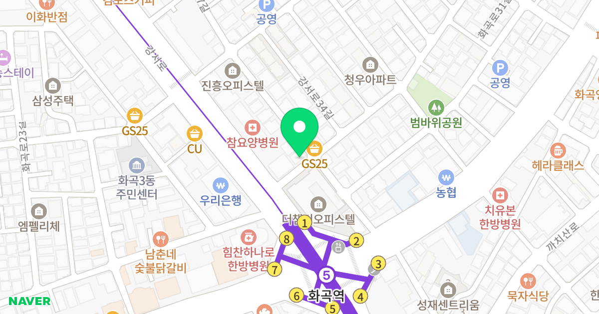 리더스텔 위치 지도 - 서울특별시 강서구 화곡로27길 21