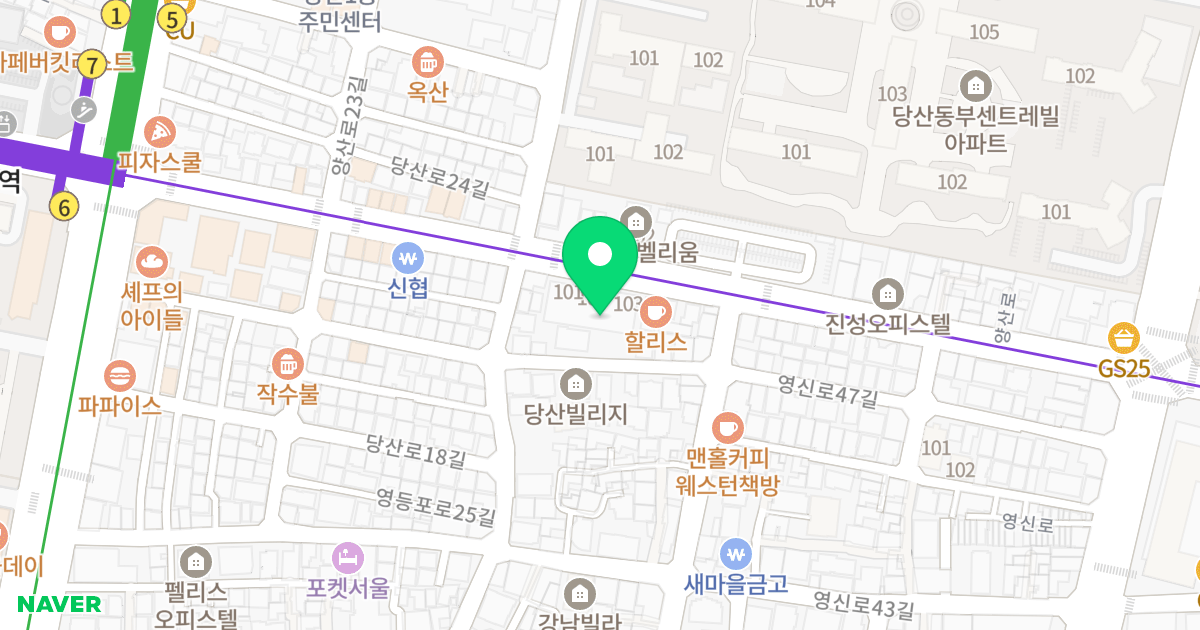 더채움오피스텔 위치 지도 - 서울특별시 영등포구 양산로 142