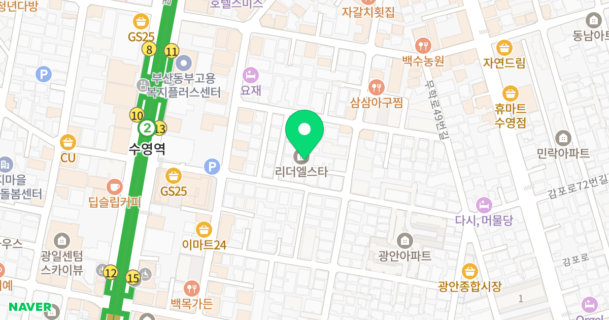 리더엘스타 위치 지도 - 부산광역시 수영구 무학로21번길 77-10