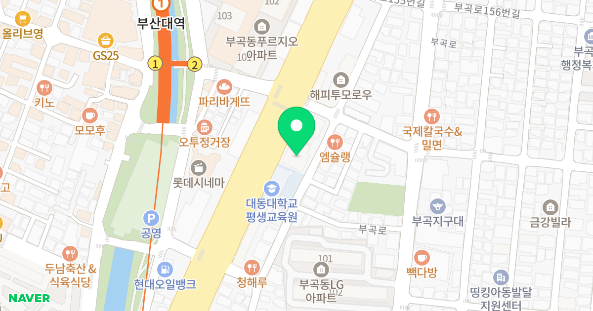 부산대역삼정그린코아마운틴동 위치 지도 - 부산광역시 금정구 중앙대로 1614