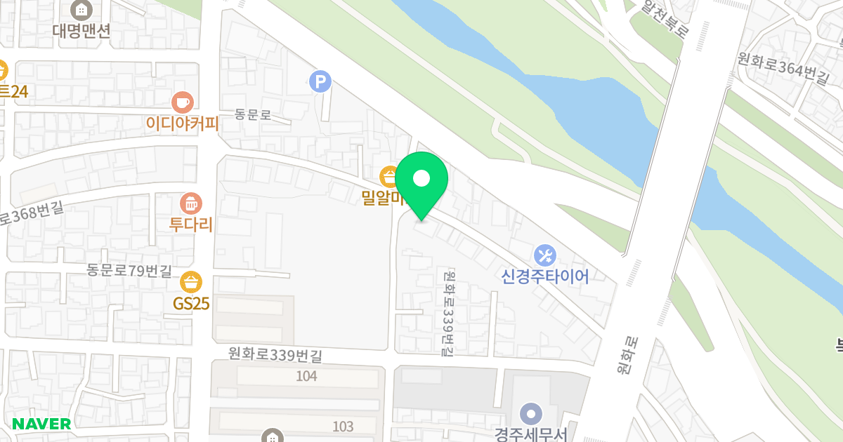 주건축물제1동(182-3) 위치 지도 - 경상북도 경주시 원화로341번길 17