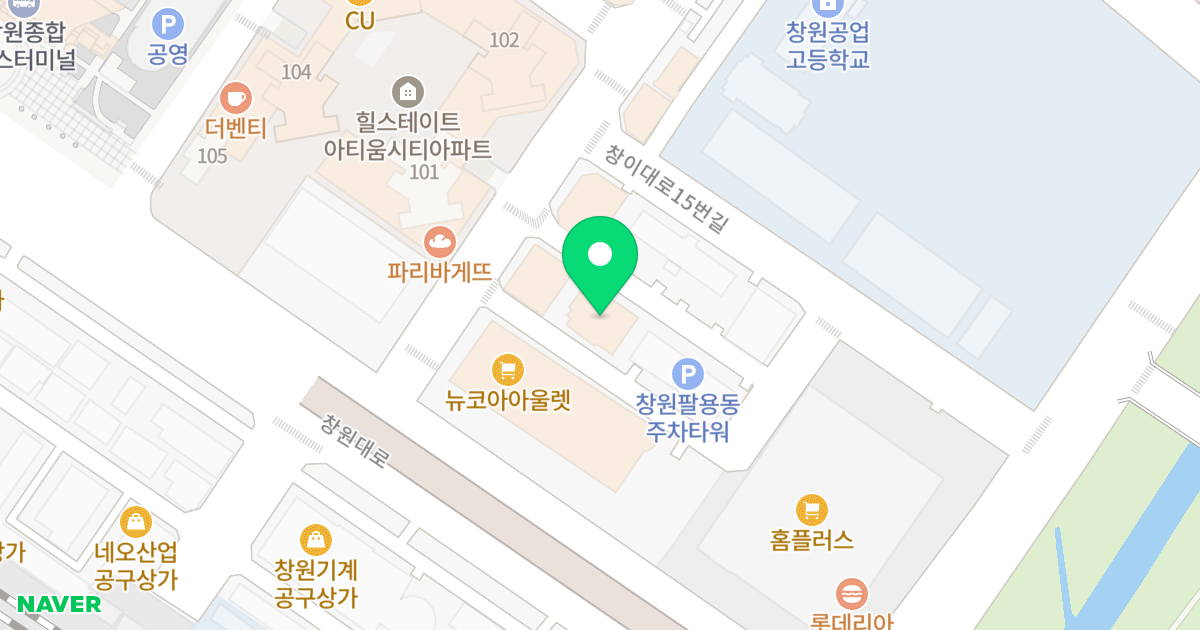한미코보스텔 위치 지도 - 경상남도 창원시 의창구 창원대로397번길 8-9