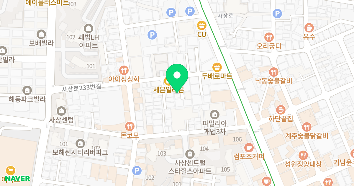 타임캐슬 위치 지도 - 부산광역시 사상구 사상로233번길 15-6