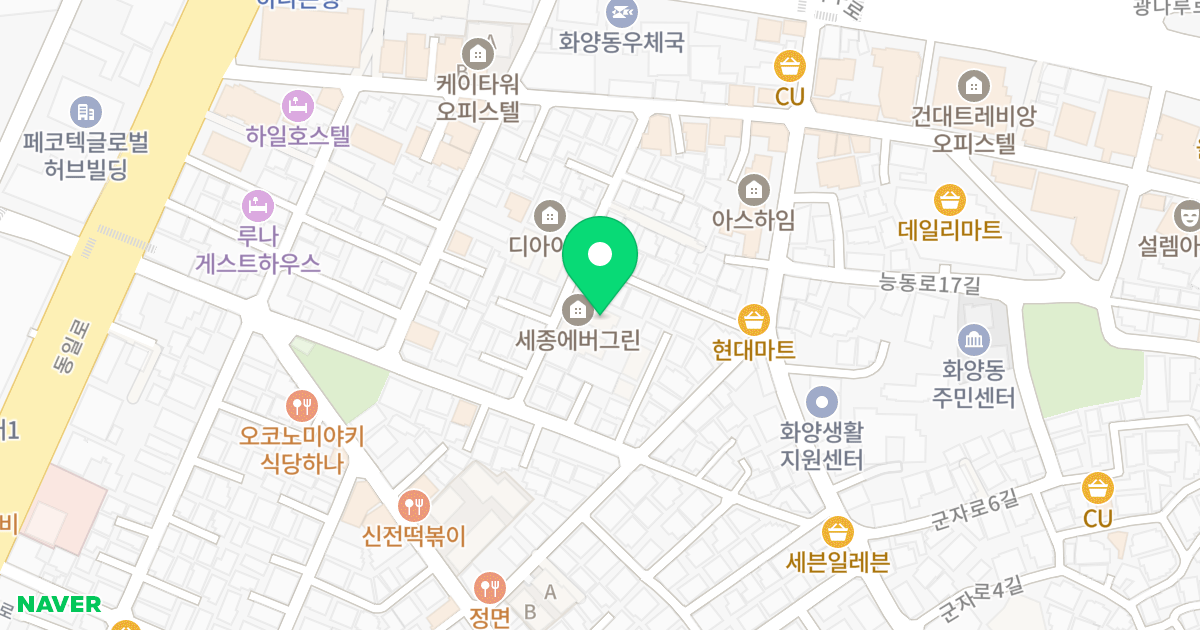 세종에버그린 위치 지도 - 서울특별시 광진구 광나루로16길 19