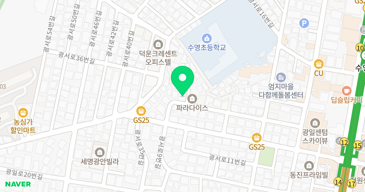 리더스타파크 위치 지도 - 부산광역시 수영구 광서로30번길 11