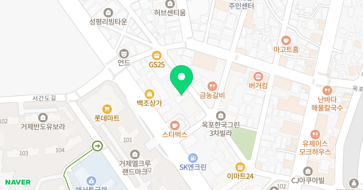 우전퓨쳐오피스텔 위치 지도 - 경상남도 거제시 옥포대첩로2길 52