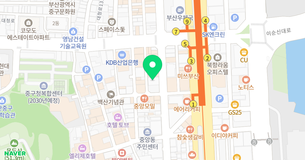 프라임 오피스텔 위치 지도 - 부산광역시 중구
