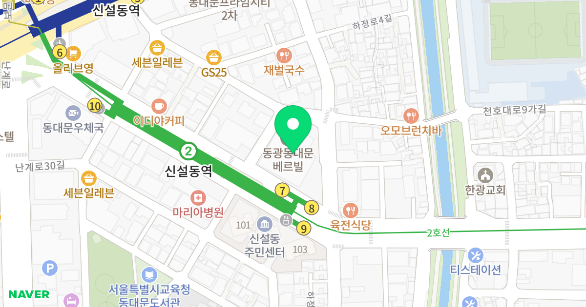 동광동대문베르빌 위치 지도 - 서울특별시 동대문구 천호대로 23