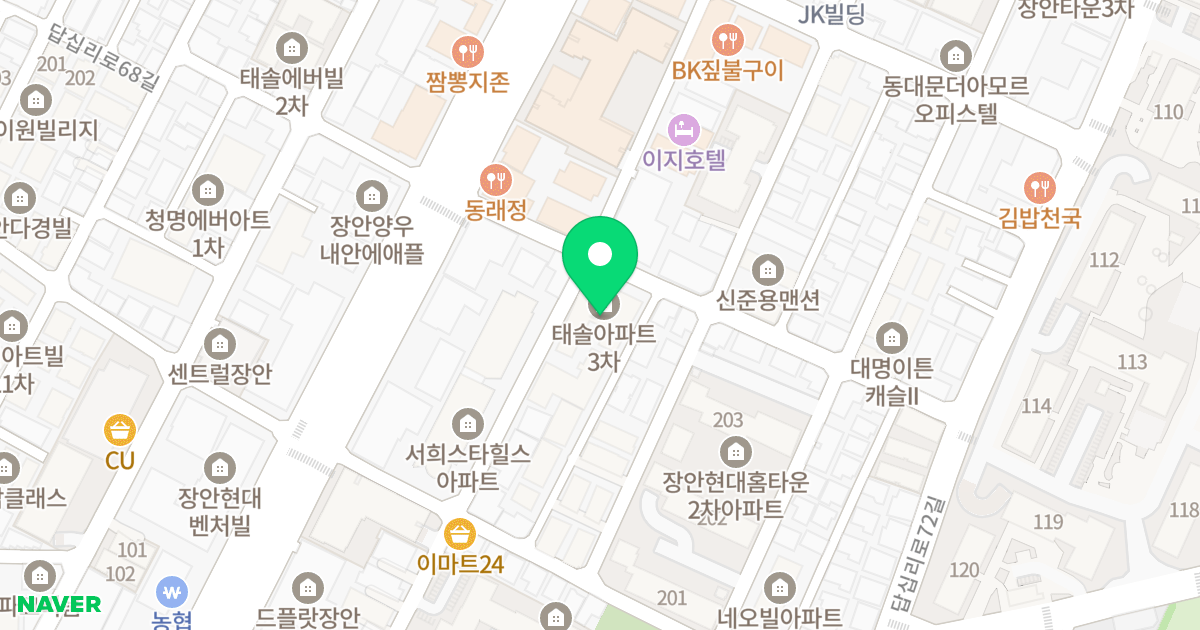 태솔아파트3차 위치 지도 - 서울특별시 동대문구 장한로26가길 53
