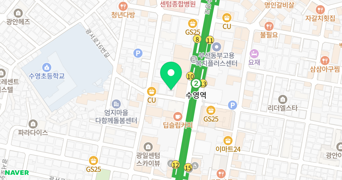 금샘네스빌 위치 지도 - 부산광역시 수영구 수영로665번길 8