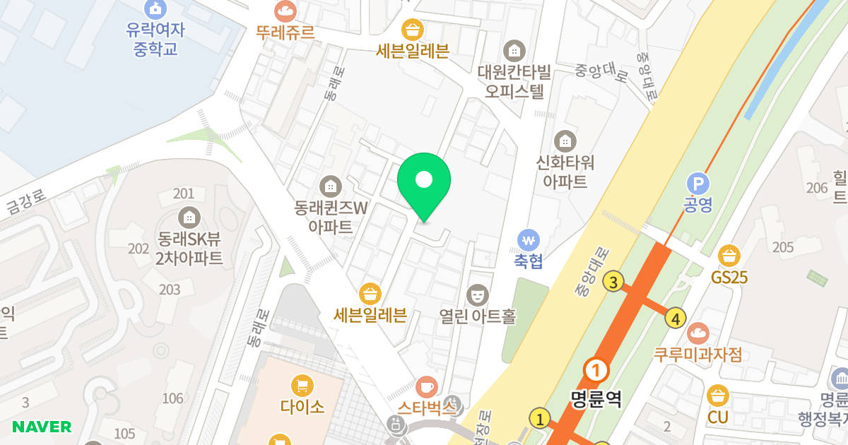 동양캐슬 위치 지도 - 부산광역시 동래구 동래로19번길 16
