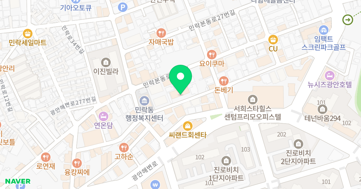 (34-13) 위치 지도 - 부산광역시 수영구 민락본동로11번길 48