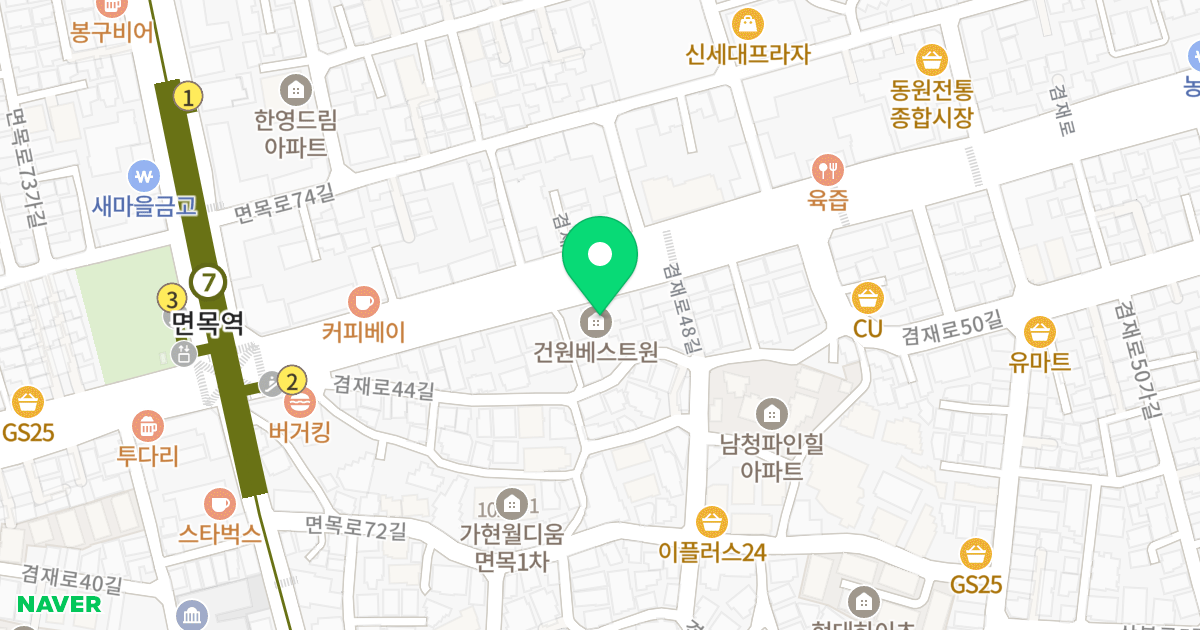 건원 베스트원 위치 지도 - 서울특별시 중랑구 겸재로 198