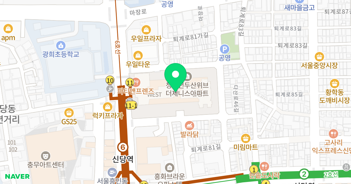 청계천 두산위브더제니스 위치 지도 - 서울특별시 중구
