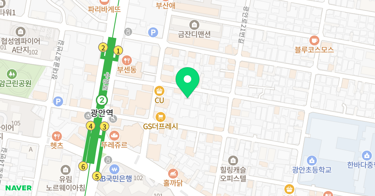 흑석비치파크 위치 지도 - 부산광역시 수영구