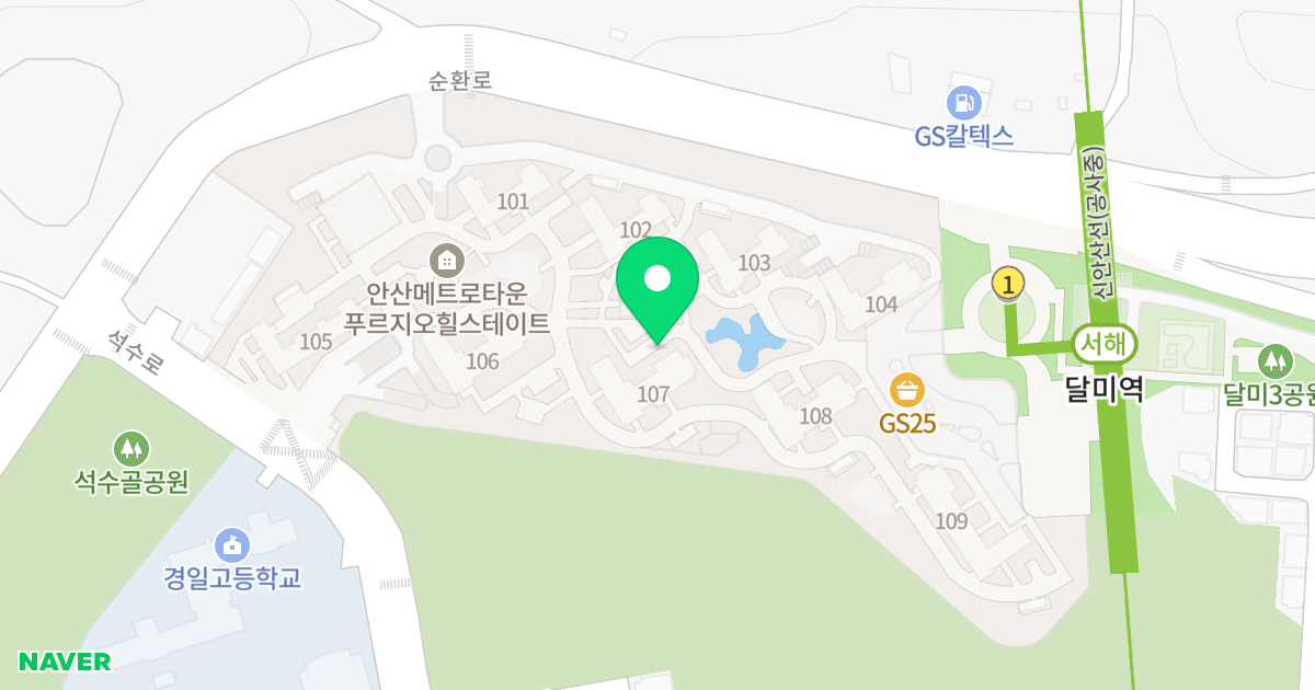 안산 메트로타운 푸르지오힐스테이트 위치 지도 - 경기도 안산시 단원구