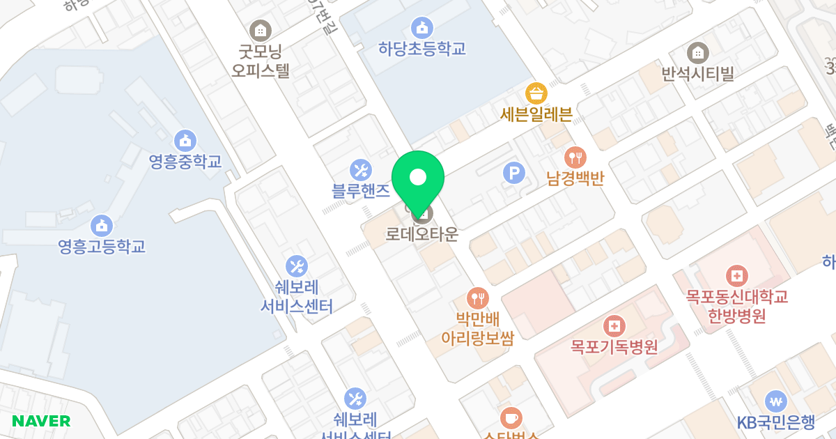 하당로데오타운 위치 지도 - 전라남도 목포시 백년대로297번길 17-1