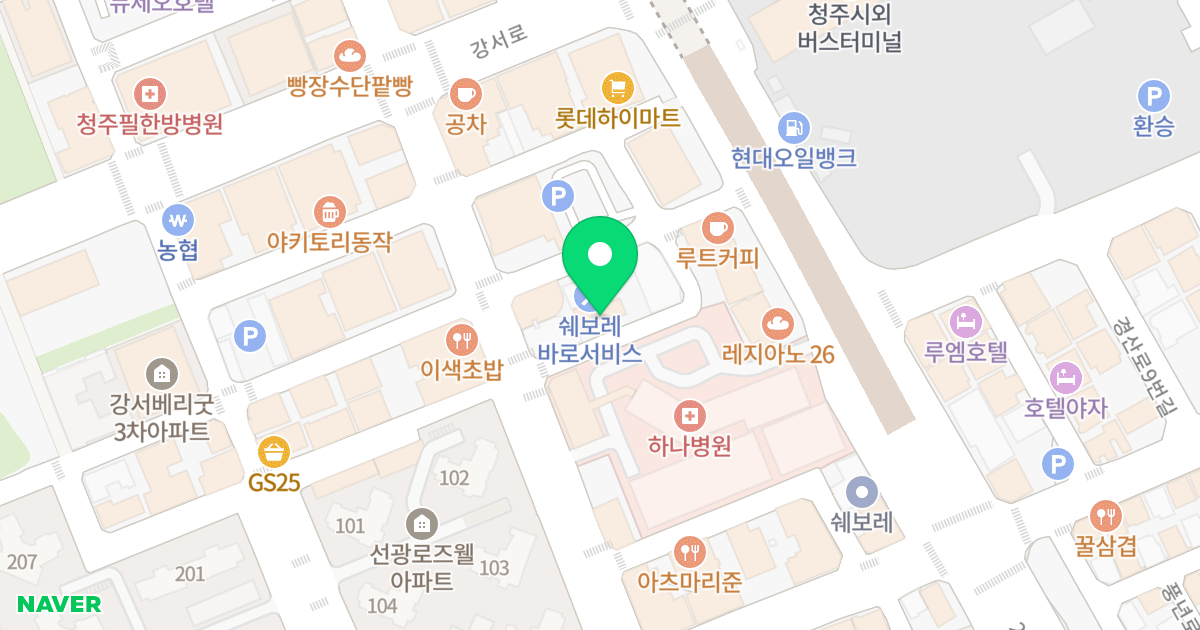 레지던스마리 2 위치 지도 - 충청북도 청주시 흥덕구 서현동로 16-1
