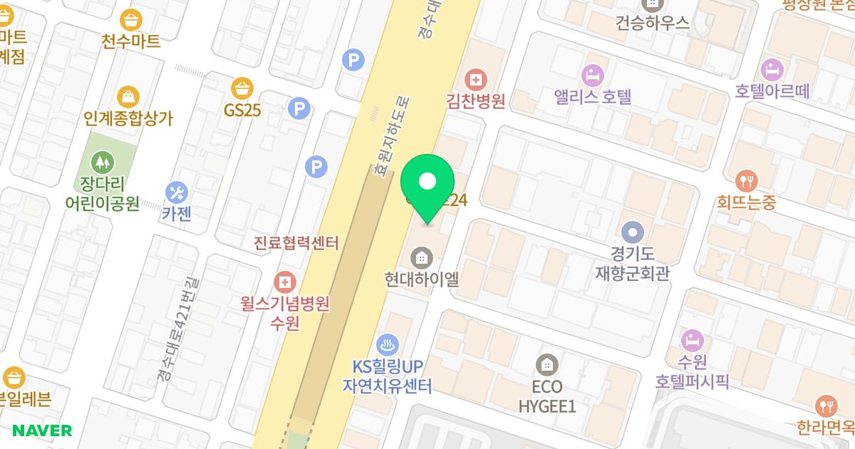 현대하이엘 위치 지도 - 경기도 수원시 팔달구 경수대로 438