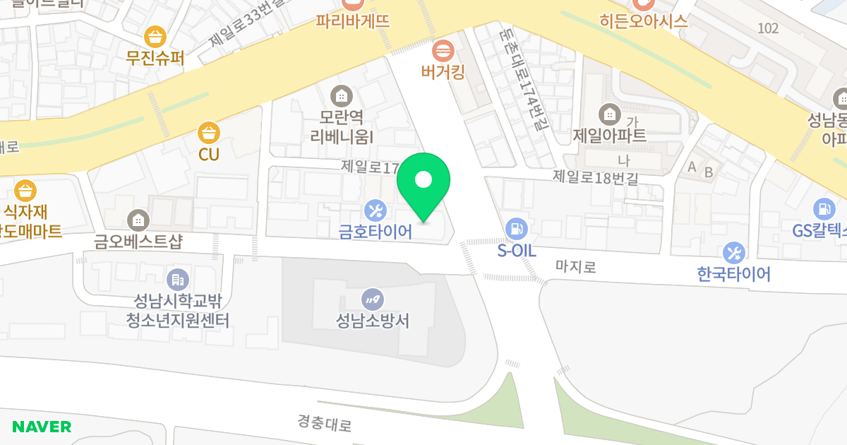 모란역 리베리움Ⅱ 위치 지도 - 경기도 성남시 중원구 제일로 15