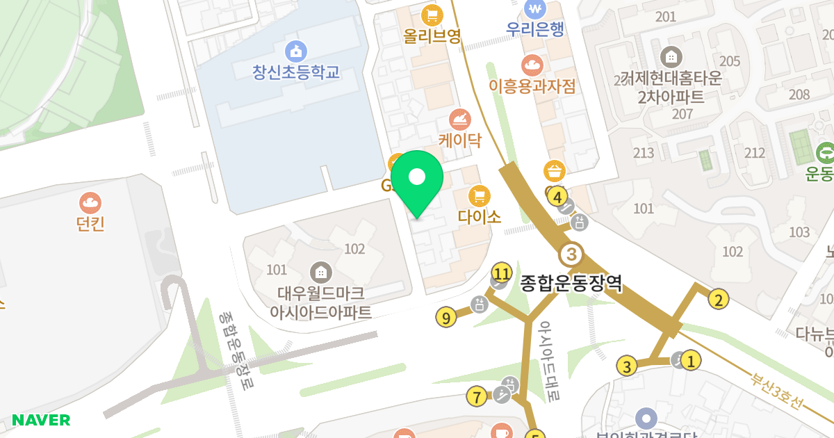 강일 스퀘어 B/D 위치 지도 - 부산광역시 연제구 여고로14번길 75