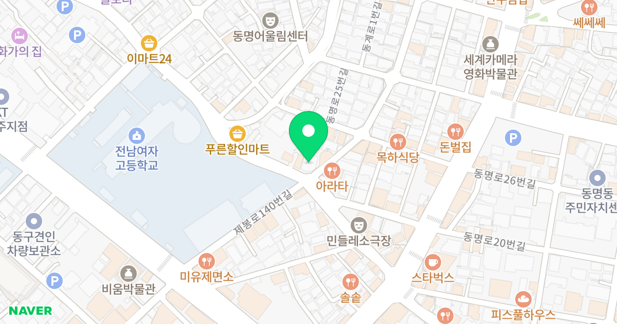 (200-14) 위치 지도 - 광주광역시 동구 동계천로 105