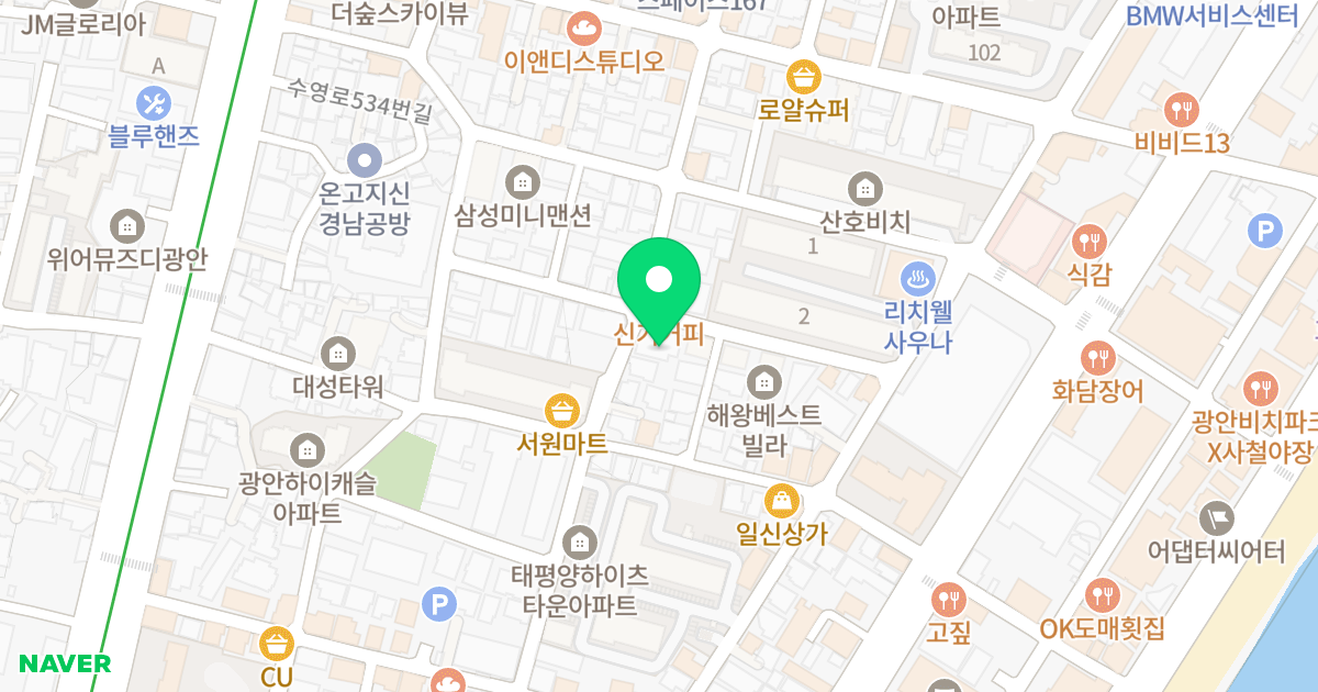상상가 위치 지도 - 부산광역시 수영구 수영로528번길 22