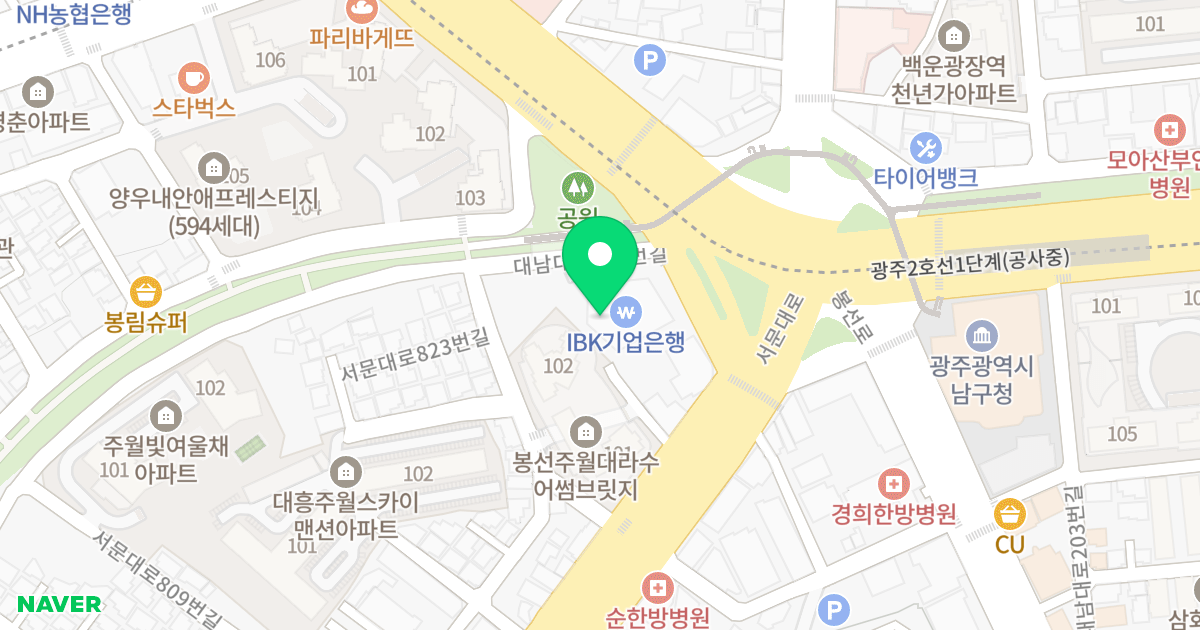 주월동 홀리어스 오피스텔 위치 지도 - 광주광역시 남구 대남대로 219
