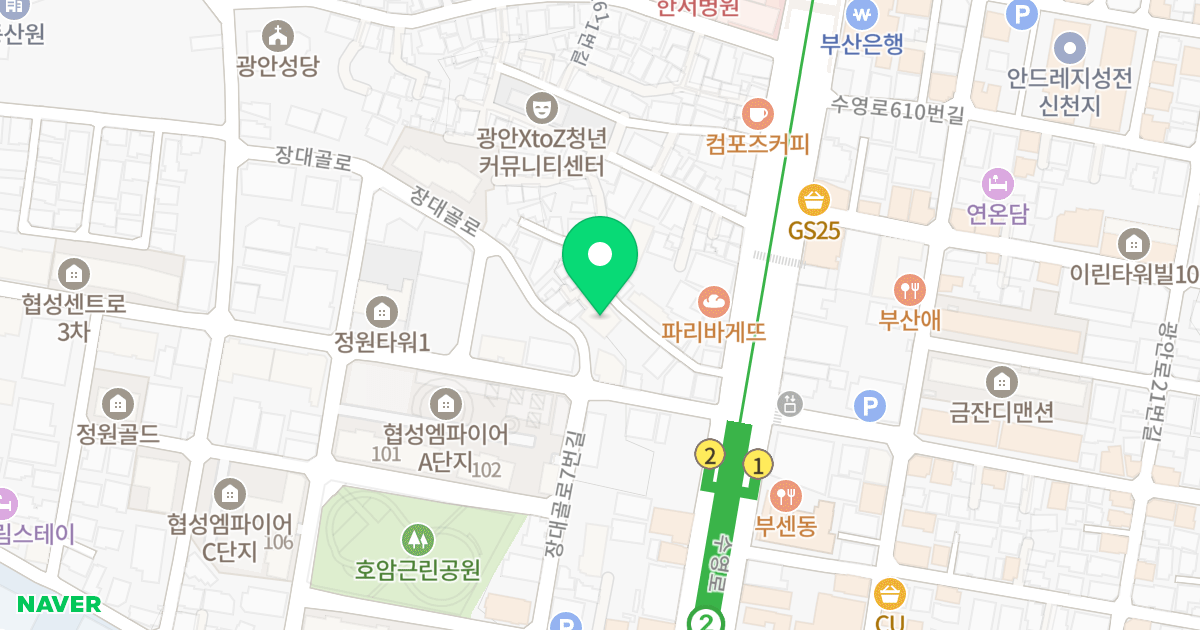 파크블루V 위치 지도 - 부산광역시 수영구 수영로595번길 11