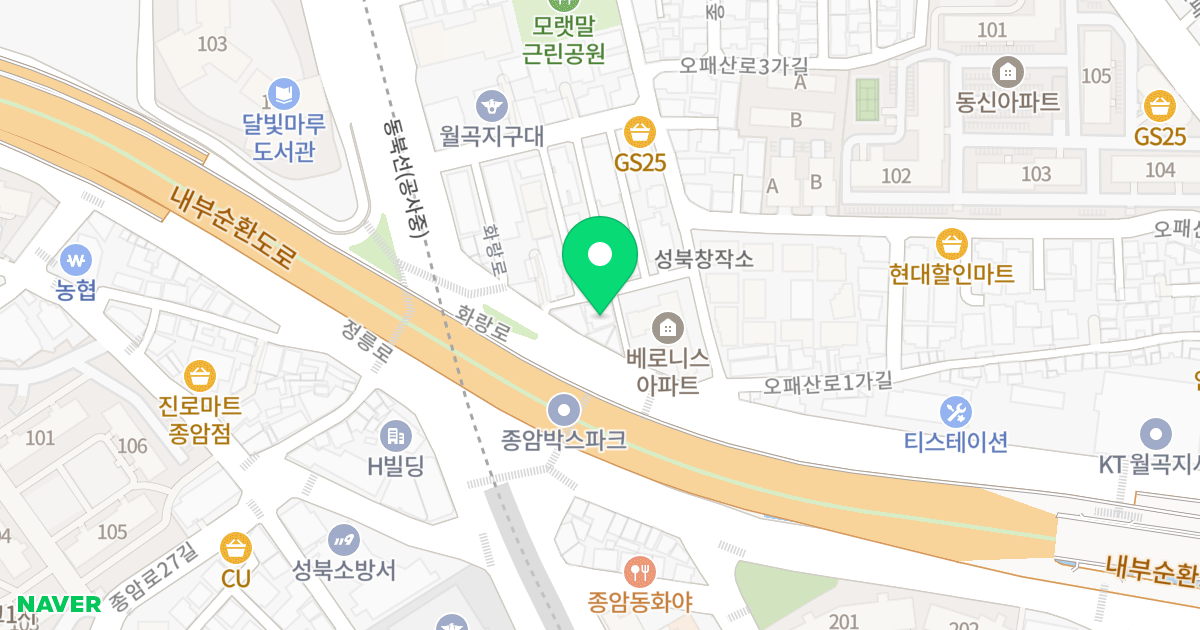 리움하우스  화랑 위치 지도 - 서울특별시 성북구 화랑로 3-6
