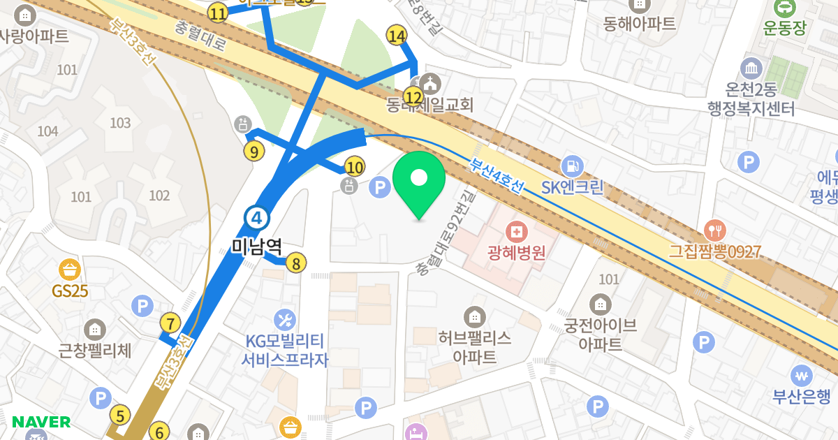 원 오피스텔 위치 지도 - 부산광역시 동래구 충렬대로92번길 12