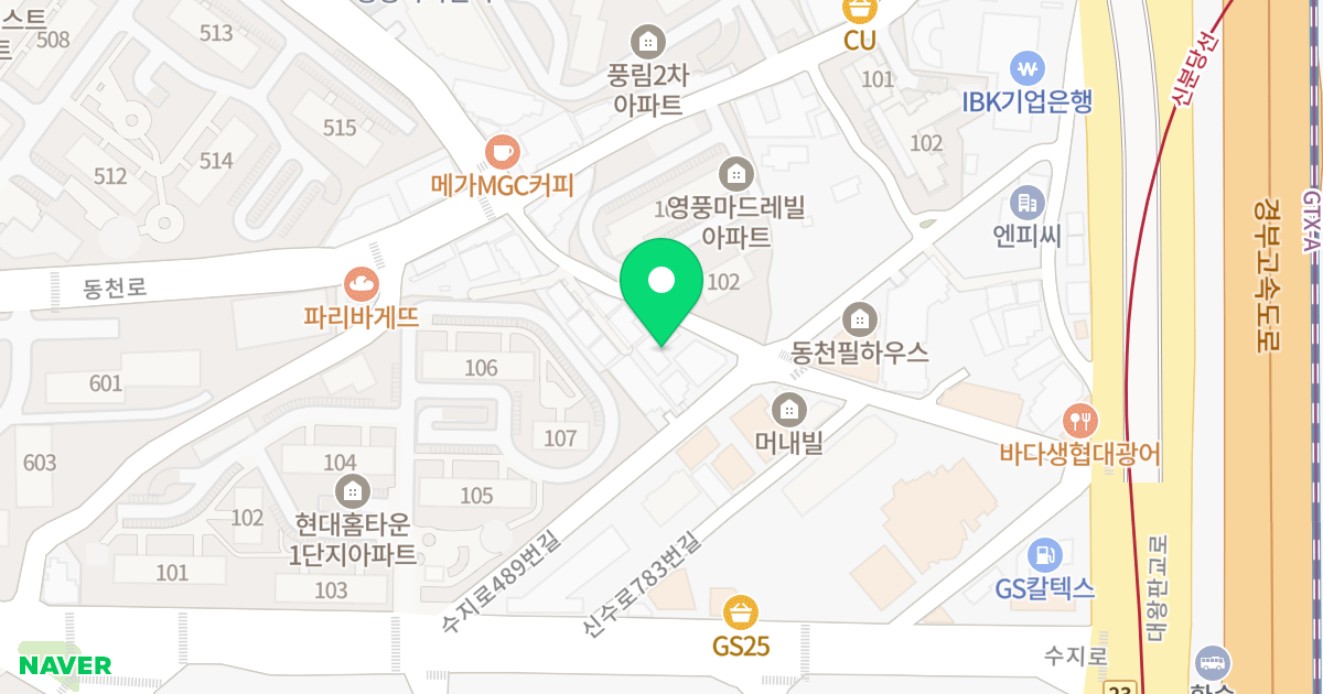 (325-11) 위치 지도 - 경기도 용인시 수지구 신수로783번길 19