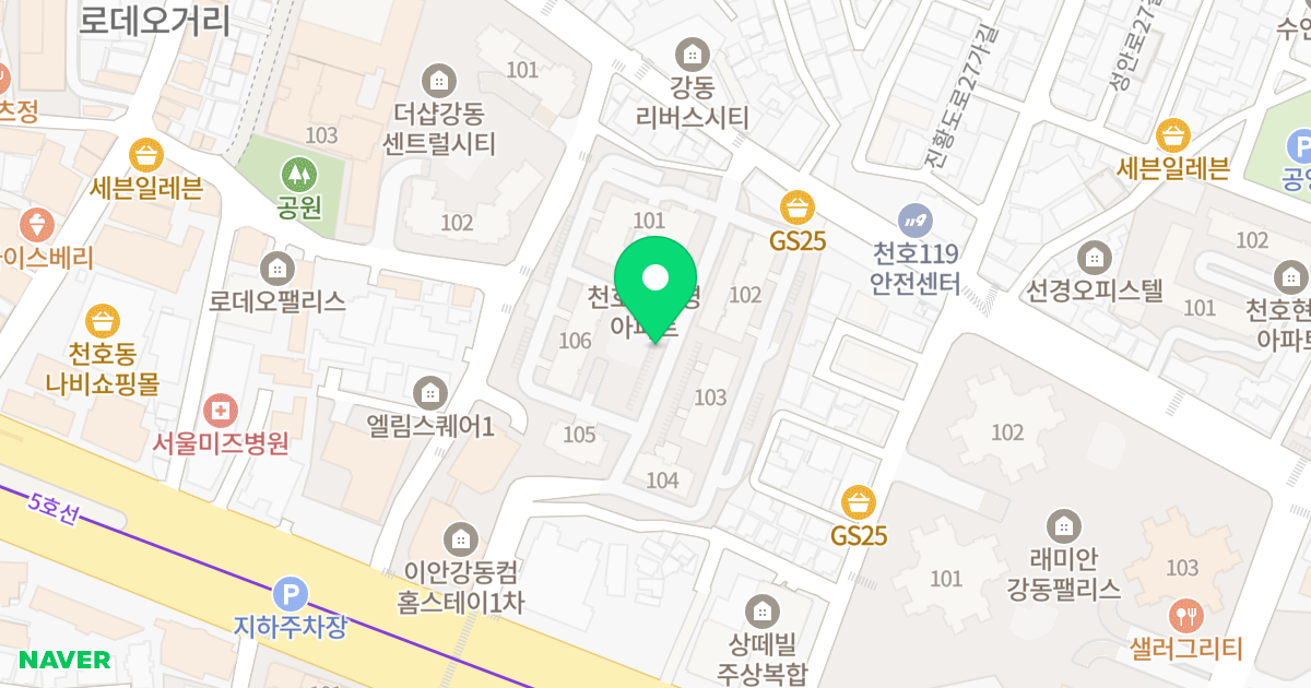 천호태영아파트 위치 지도 - 서울특별시 강동구 천호대로163길 21-10