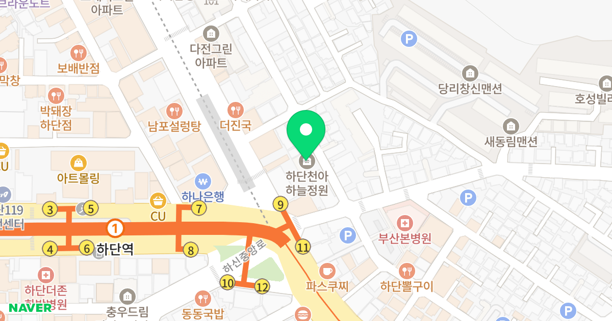 하단동 천아하늘정원 위치 지도 - 부산광역시 사하구 승학로3번길 7