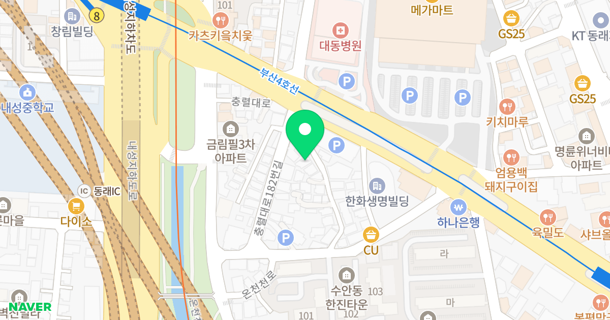 덕성오피스텔 위치 지도 - 부산광역시 동래구 충렬대로182번가길 8