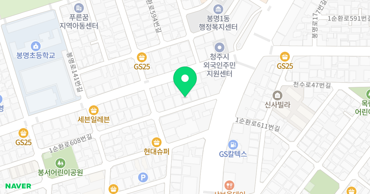 신성스카이텔 위치 지도 - 충청북도 청주시 흥덕구 1순환로608번길 12