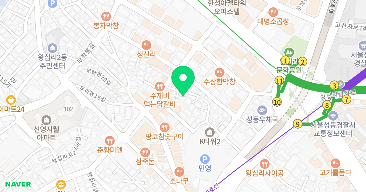 1동 위치 지도 - 서울특별시 성동구 왕십리로21길 13-22
