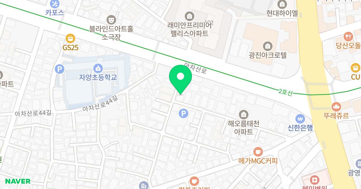 건대 메이저 캐슬 위치 지도 - 서울특별시 광진구 아차산로46가길 1