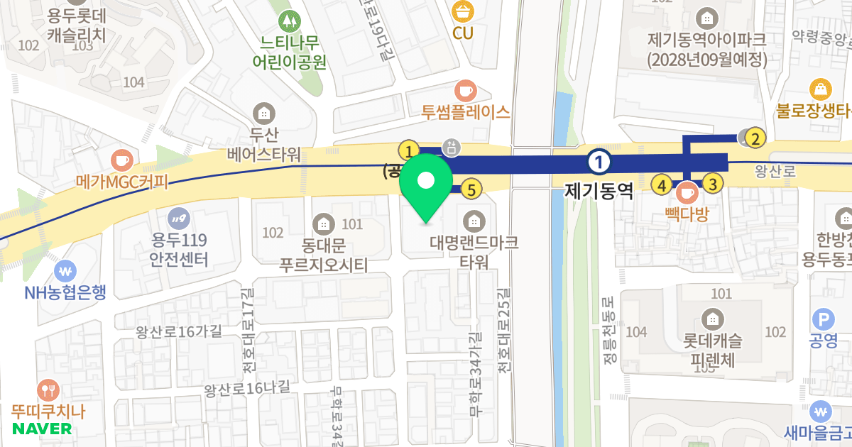 동대문 베네스트 위치 지도 - 서울특별시 동대문구 왕산로 92