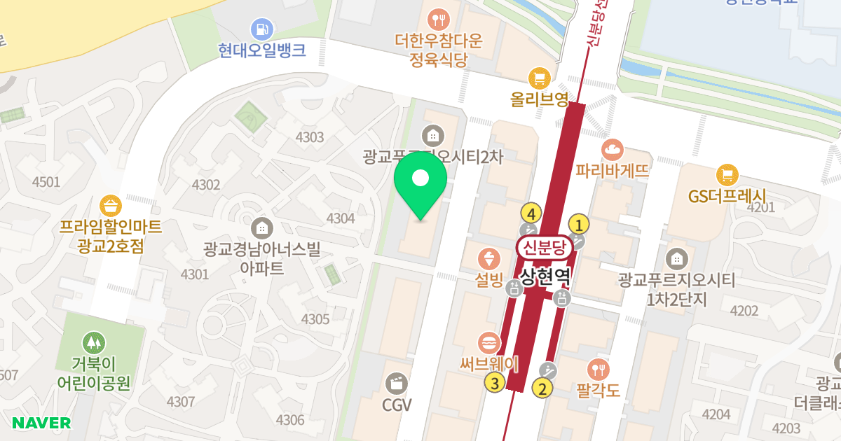 광교푸르지오시티1단지 위치 지도 - 경기도 용인시 수지구 광교중앙로295번길 21