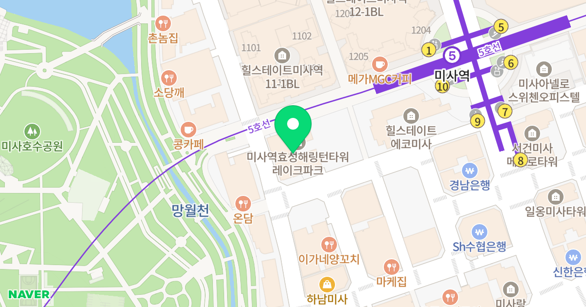 해링턴타워 레이크파크 위치 지도 - 경기도 하남시 미사강변중앙로 174