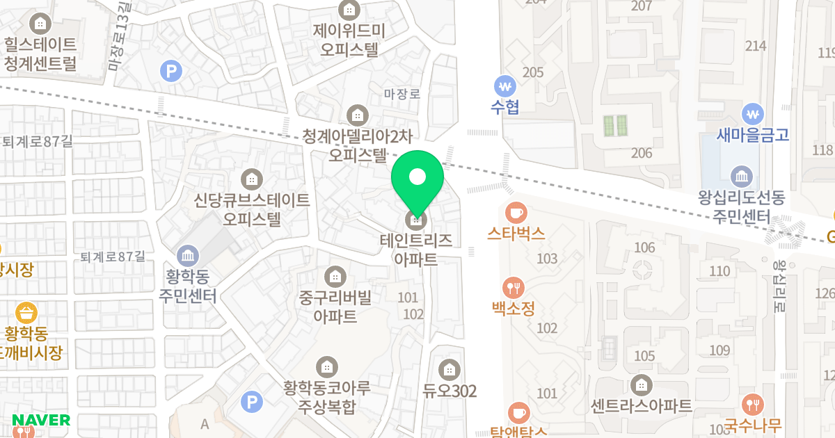 테인트리즈 위치 지도 - 서울특별시 중구 마장로18길 8