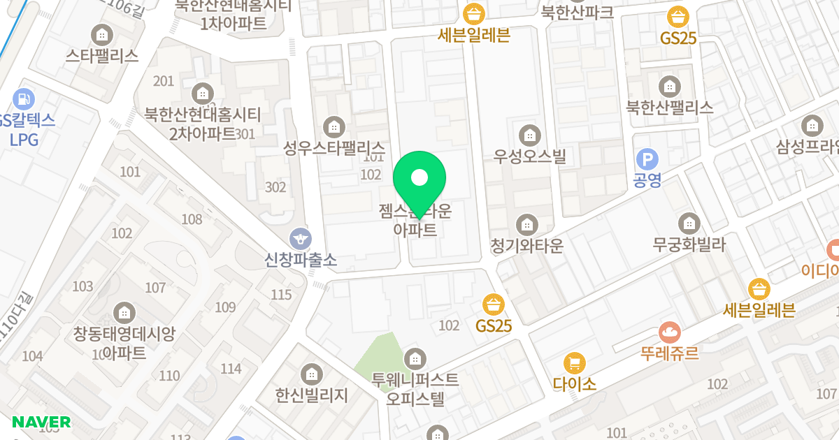 황지 클래스 위치 지도 - 서울특별시 도봉구 도봉로104길 61-8