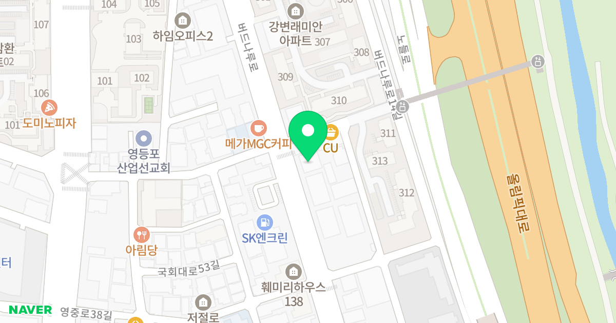 휴브리지 빌딩 위치 지도 - 서울특별시 영등포구 버드나루로 116